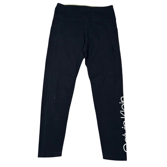 Calvin Klein Performance Womens L/G Black Side Pocket Capri Leggings - Picture 1 of 7